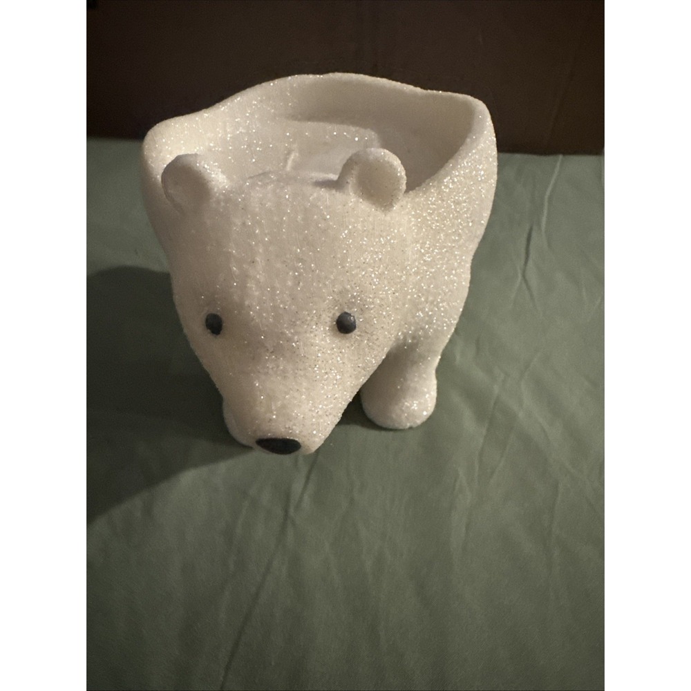 Bath And Body Works Glittery Polar Bear 3 Wick Candleholder